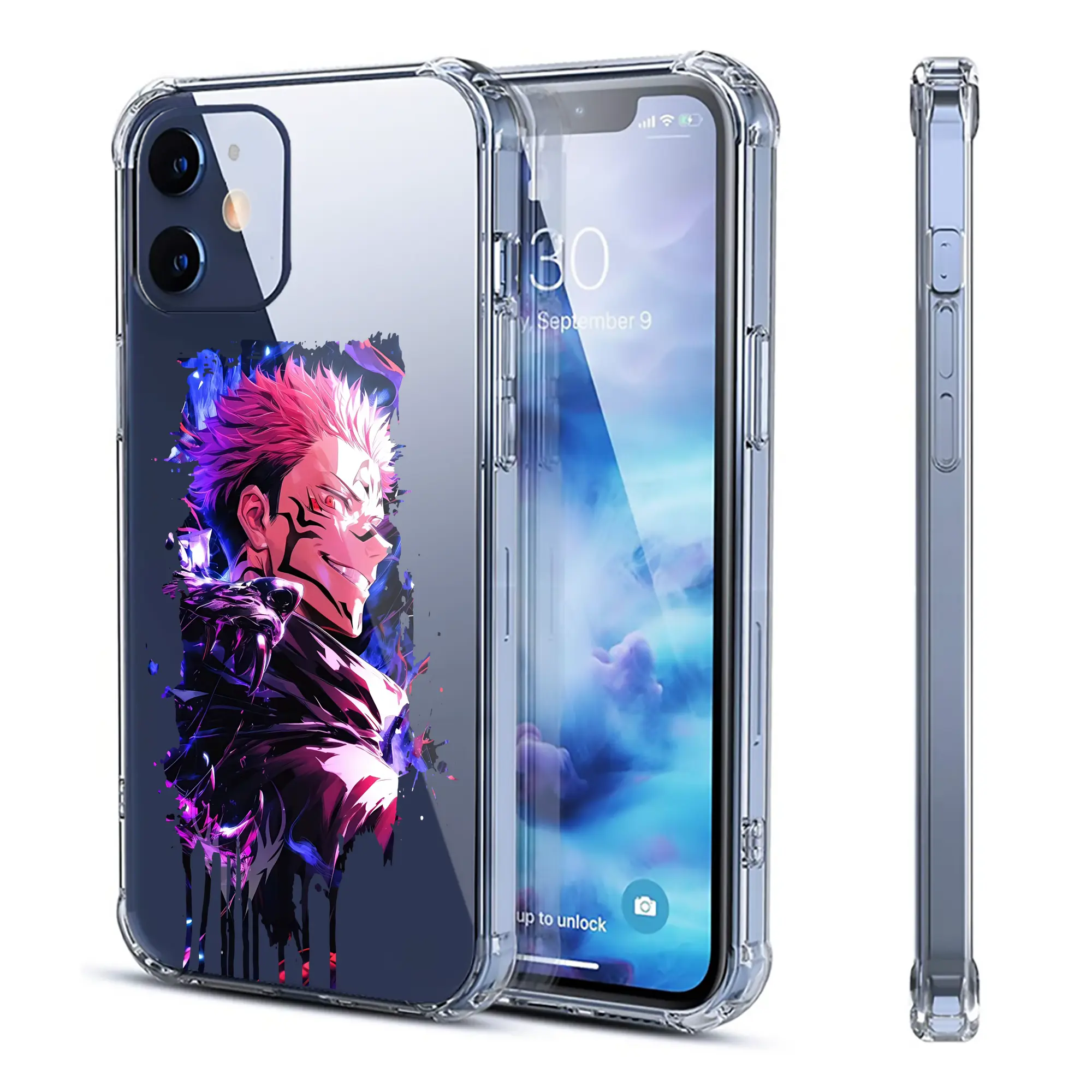 呪術廻戦 グッズ,両面宿儺 - IPhone 12シリーズ対応 ・ 透明スマホケース ・ クリアソフトケース ・ TPU素材 ・ 耐衝撃 ・ 高密着 ・ 防汚 防指紋 ・ 簡単着脱